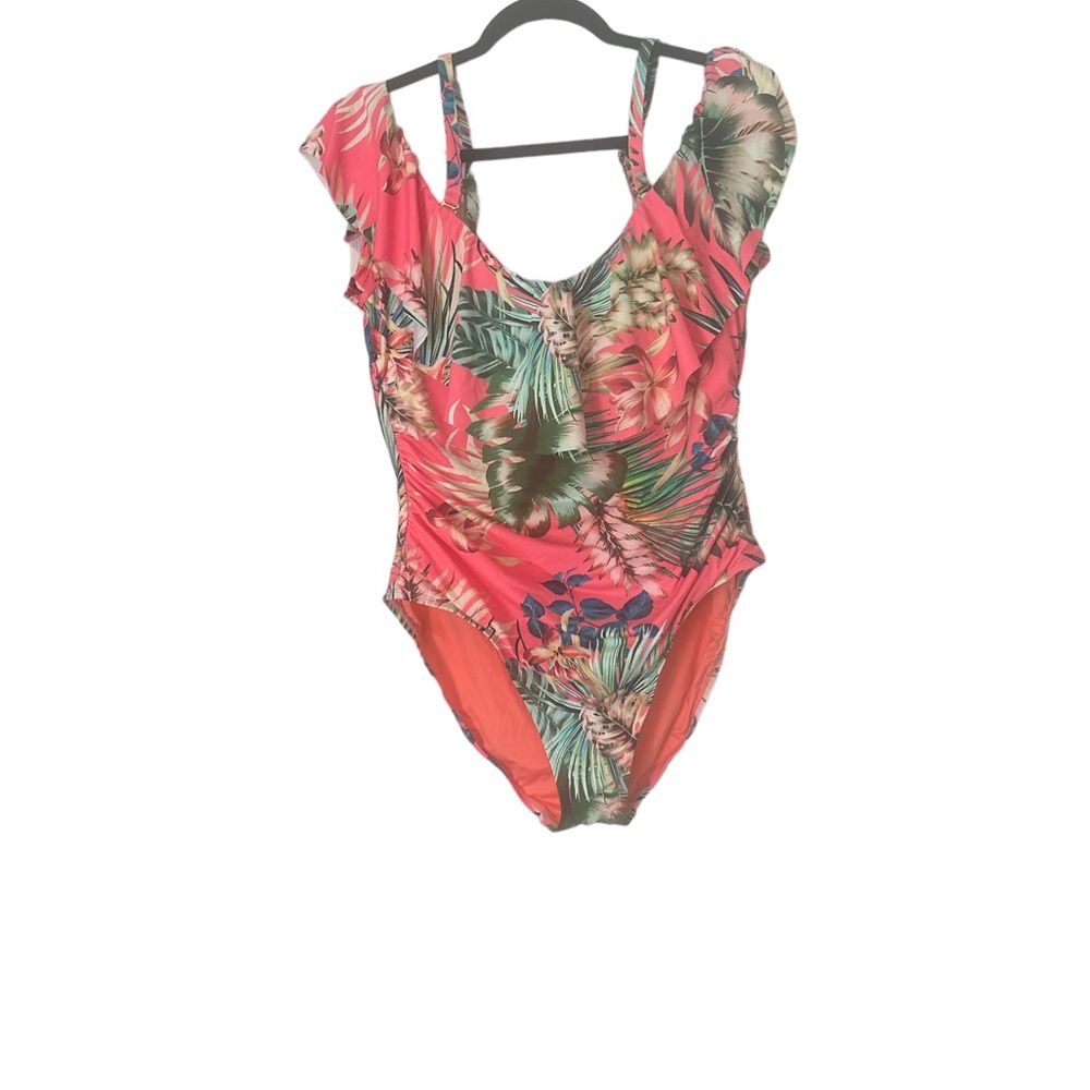 LeBlanca one piece swimsuit.  Size 18 Hawaiian print